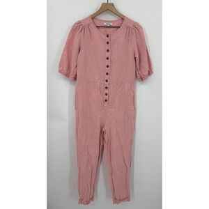 Madewell Jumpsuit‎ Womens Small Pink Linen Blend Boho Beach Cottage